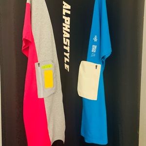 ALPHASTYLE COLOR BLOCK OVERSIZED SHIRT 100% cotton